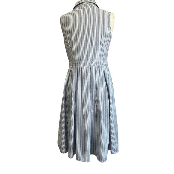 Jones New York Blue White Striped Cotton Shirt Dress Size 8 Pockets - Picture 3 of 8